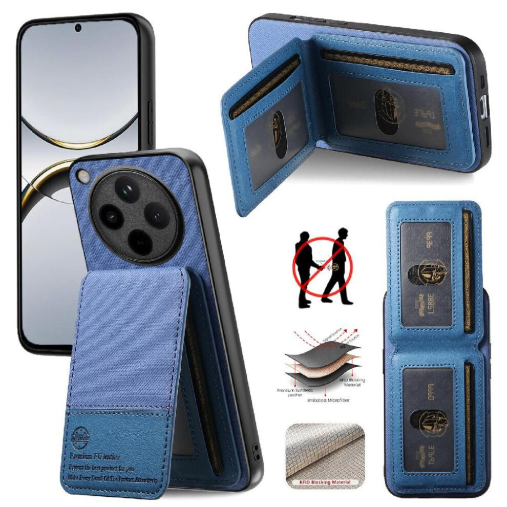 (Blue) Case For Oppo Find X8 Pro Wallet Leather Case Shockproof Rfid Blocking Blue 764563539161