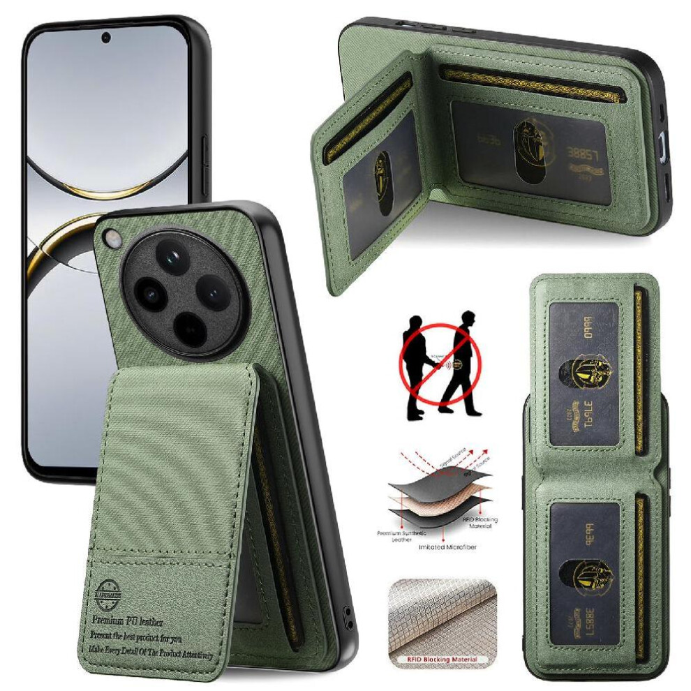 (Green) Case For Oppo Find X8 Pro Wallet Leather Case Shockproof Rfid Blocking Green 764563539123