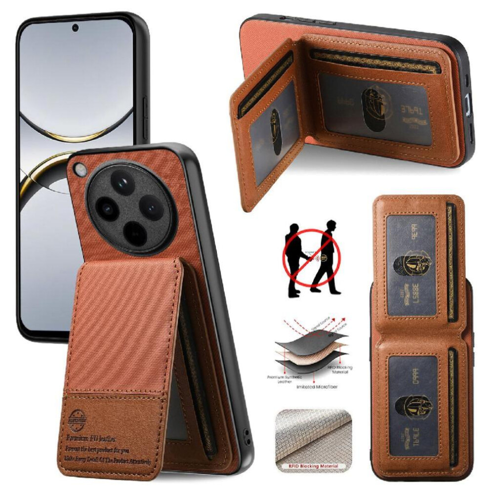 (Brown) Case For Oppo Find X8 Pro Wallet Leather Case Shockproof Rfid Blocking Brown 764563539147