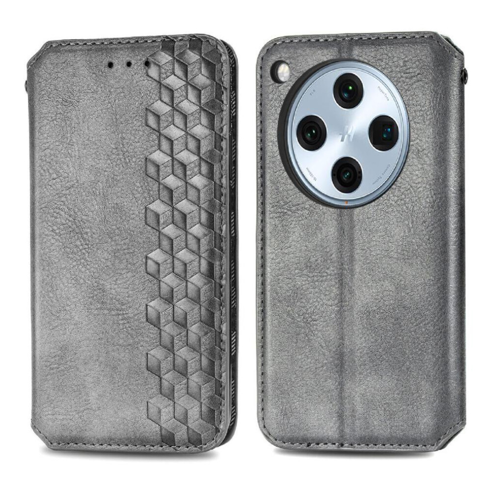 ( ) Flip Case For Oppo Find X8s Fashion Design Leather Case Flip Cover Exquisite Business Wallet Function Gray 764563539666