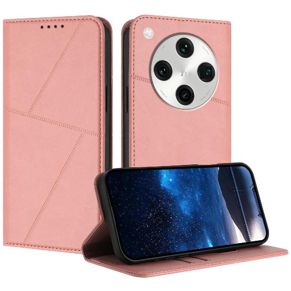 Photos - Case   for Oppo Find X8 Pro with Card Slots and Kickstand Anti-fingerprint Matte Texture Shockproof Cover(Pink)