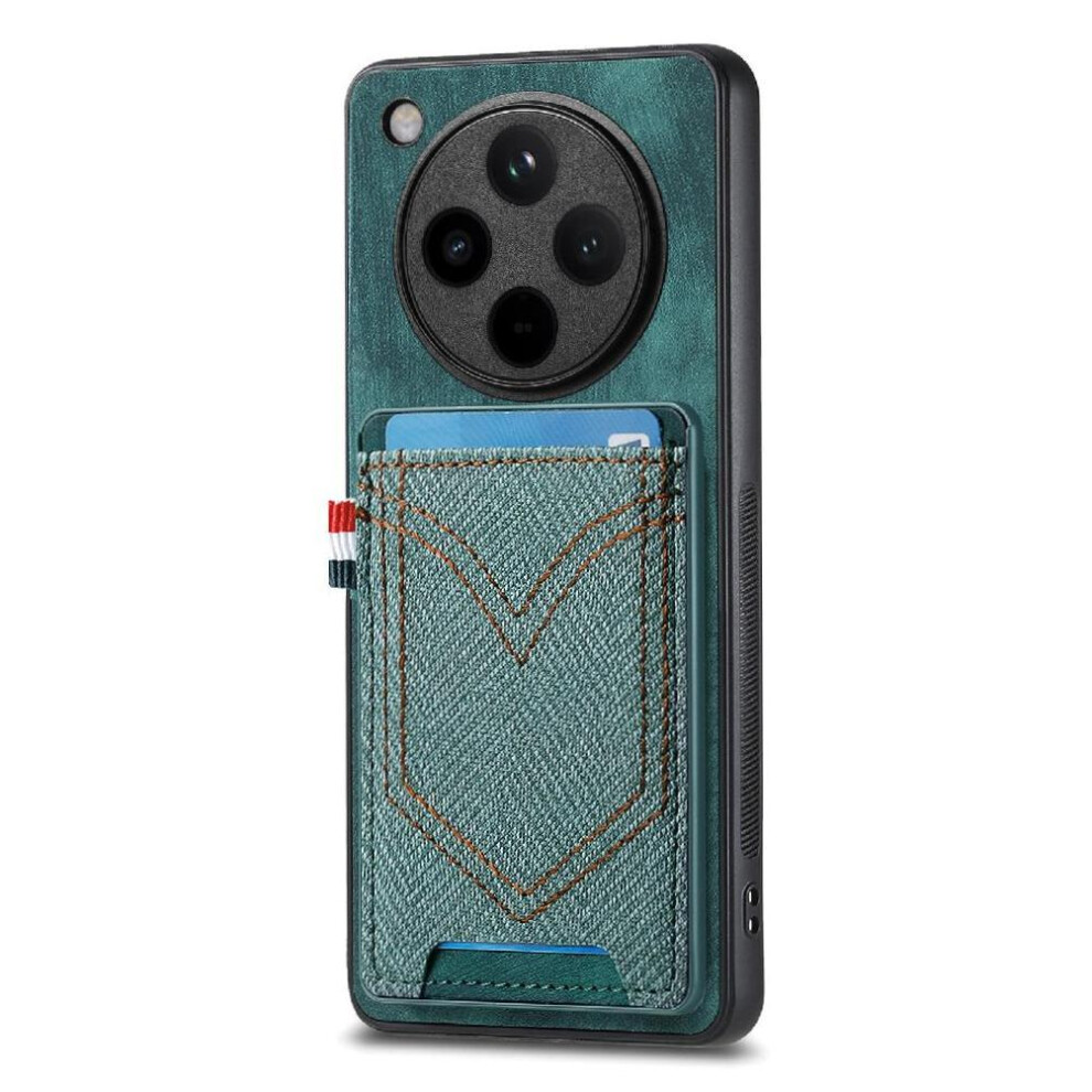 (Green) Case For Oppo Find X8 Pro Jeans Pocket Design Magnetic Car Mount Crad Slot Green 764563542321