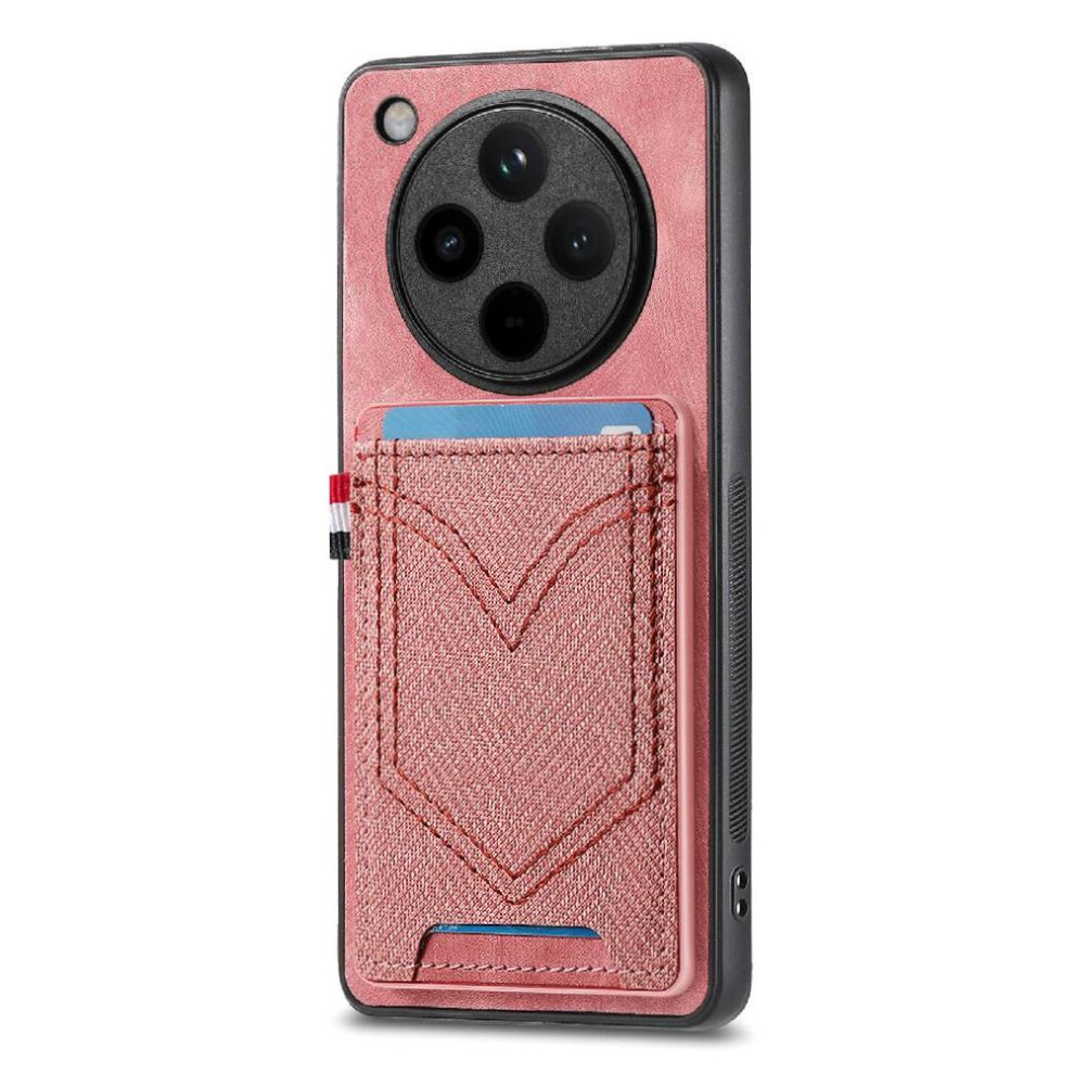 (Pink) Case For Oppo Find X8 Pro Jeans Pocket Design Magnetic Car Mount Crad Slot Pink 764563542338