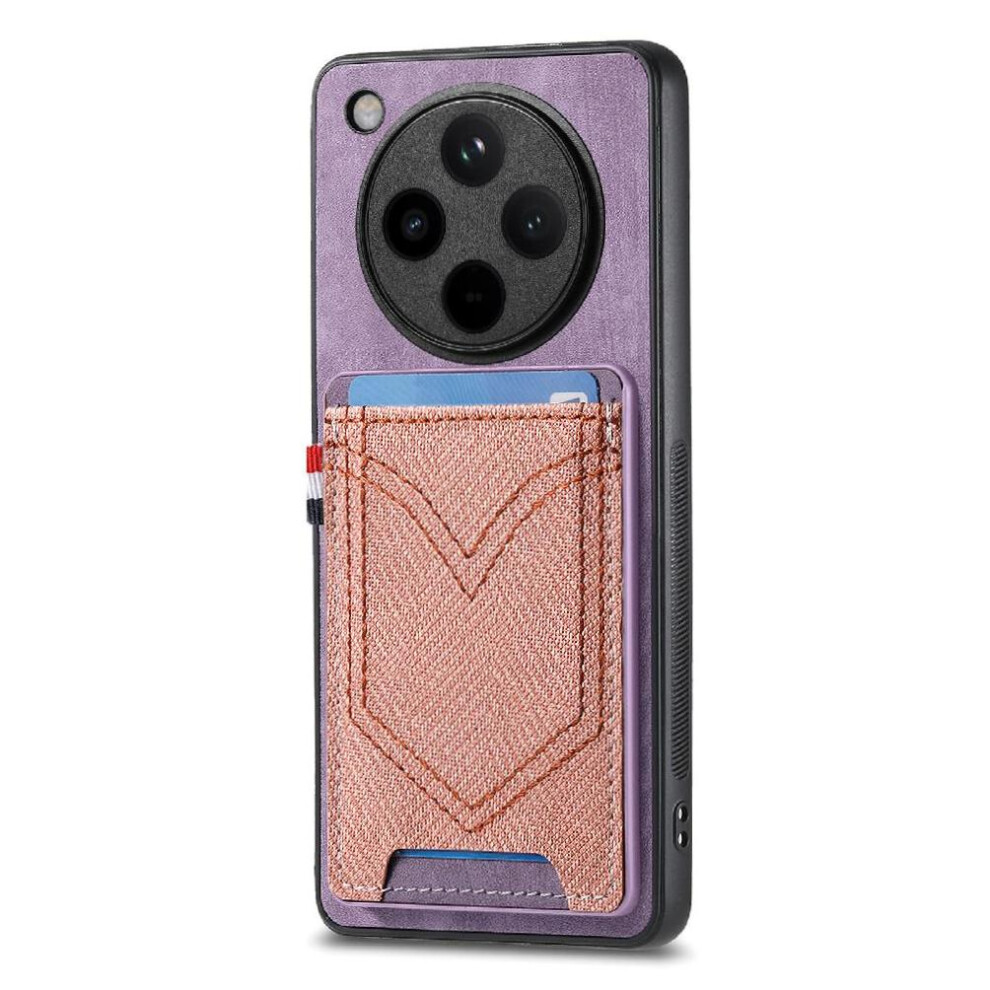(Purple) Case For Oppo Find X8 Pro Jeans Pocket Design Magnetic Car Mount Crad Slot Purple 764563542345