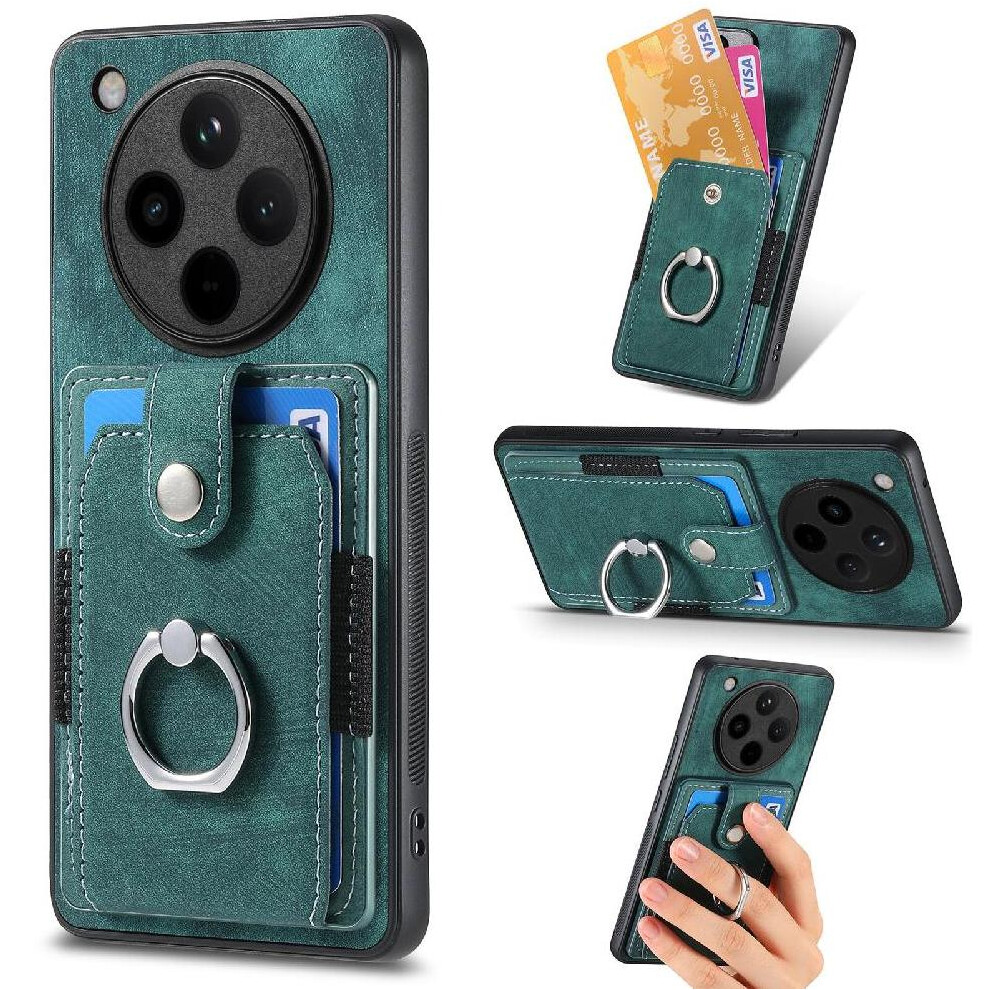 (Green) Case For Oppo Find X8 Pro Ring Holder Crad Slot Stand Magnetic Car Mount Green 764563542260