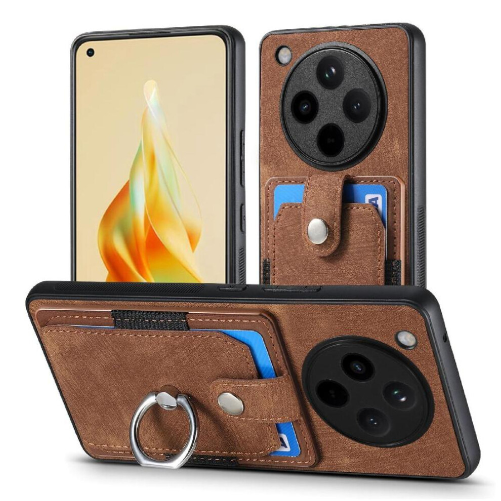 (Brown) Case For Oppo Find X8 Pro Ring Holder Crad Slot Stand Magnetic Car Mount Brown 764563542284
