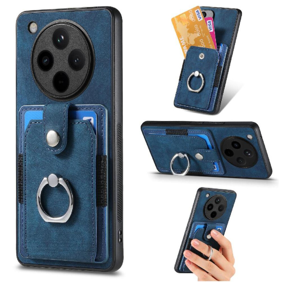 (Blue) Case For Oppo Find X8 Pro Ring Holder Crad Slot Stand Magnetic Car Mount Blue 764563542253