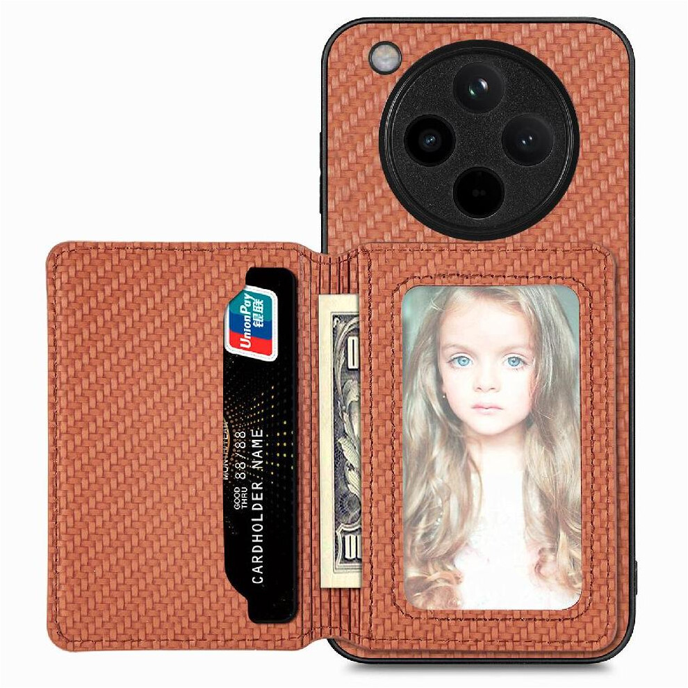 (Brown) Case For Oppo Find X8 Pro Magnetic Card Holder Complete Camera Safety Stand Function Rfid Blocking Brown 764563542383