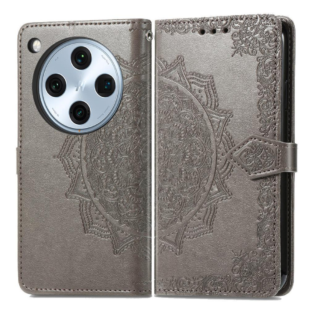 ( ) Flip Case For Oppo Find X8 Pro Shockproof Leather Case Simple Business Exquisite Pattern Flip Cover Gray 764563542475