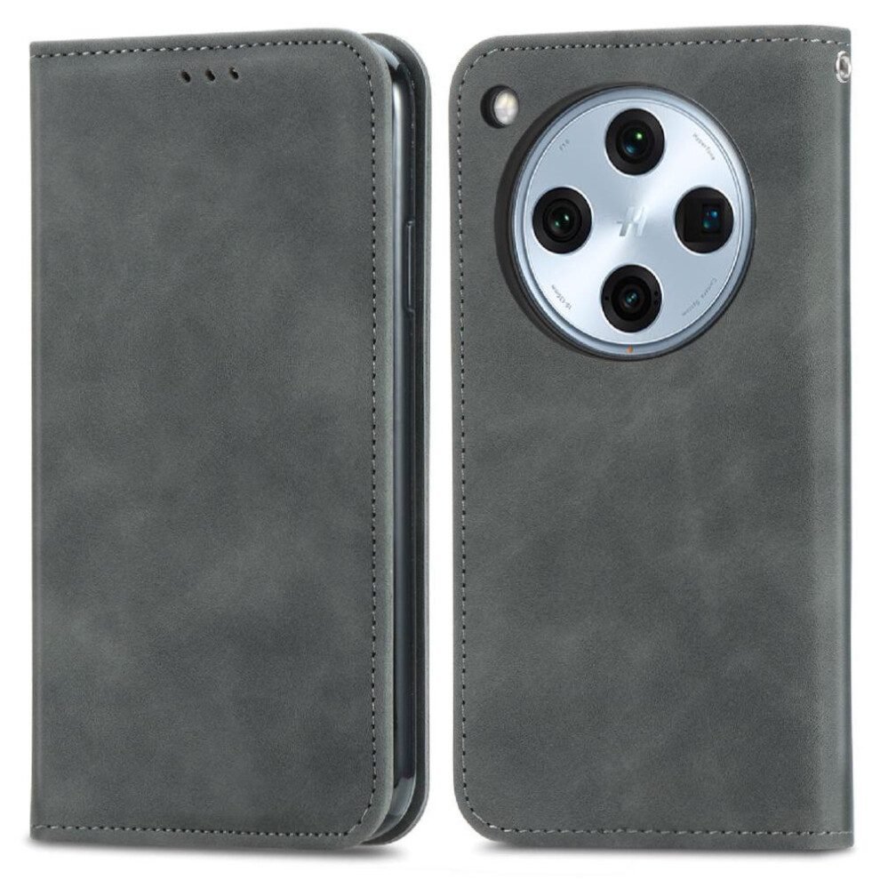 ( ) Flip Case For Oppo Find X8 Pro Simple Business Flip Cover Leather Case Shockproof Wallet Gray 764563542741