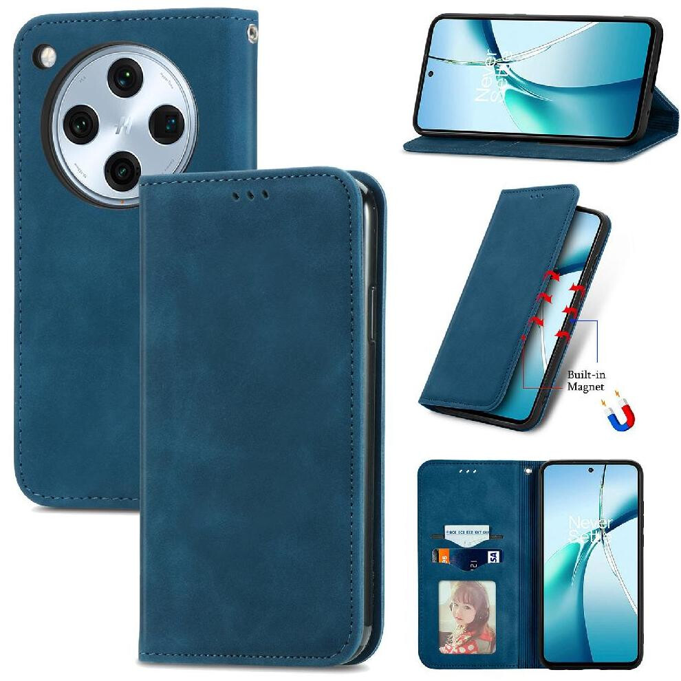 (Blue) Flip Case For Oppo Find X8 Pro Simple Business Flip Cover Leather Case Shockproof Wallet Blue 764563542727