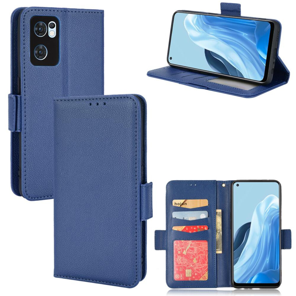 (Blue) Case For Oppo Find X5 Lite Side Buckle Card Slots Holder Wallet Pu Leather Magnetic Blue 764563543083