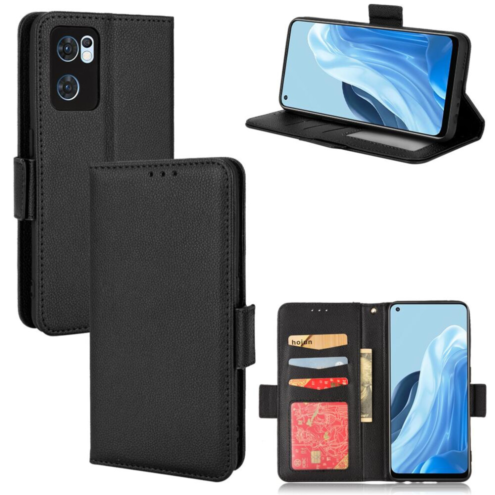 (Black) Case For Oppo Find X5 Lite Side Buckle Card Slots Holder Wallet Pu Leather Magnetic Black 764563543052