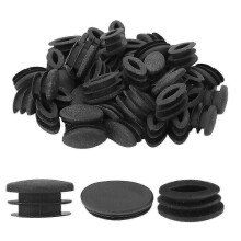 50pcs Black Tubing Plug End Caps Olive Shape Plastic Foot Plug Oval Elliptical Tube Insert End for Chair Leg Feet