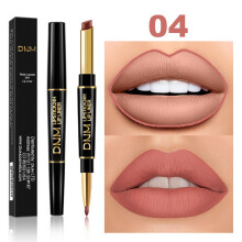 (#04) Double Head Lipstick Lip Liner Waterproof Pencil Pen Matte Long Lasting Makeup