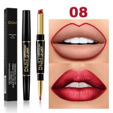 (#08) Double Head Lipstick Lip Liner Waterproof Pencil Pen Matte Long Lasting Makeup