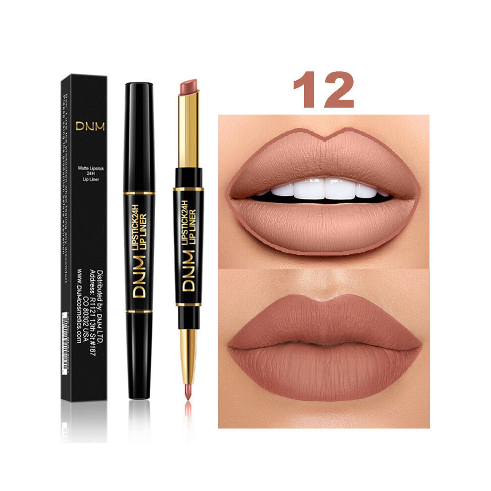 Gopatriot Memory (#12) Double Head Lipstick Lip Liner Waterproof Pencil Pen Matte Long Lasting Makeup