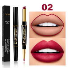 (#02) Double Head Lipstick Lip Liner Waterproof Pencil Pen Matte Long Lasting Makeup