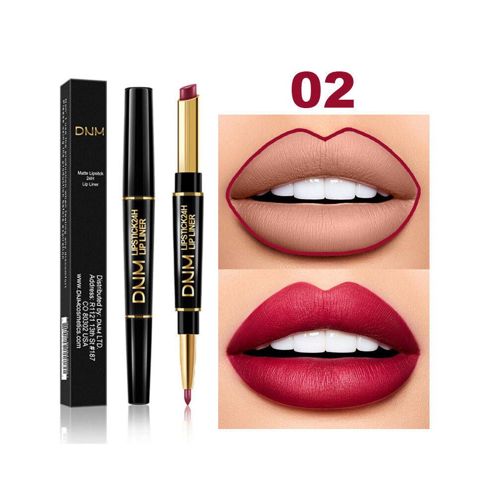 Gopatriot Memory (#02) Double Head Lipstick Lip Liner Waterproof Pencil Pen Matte Long Lasting Makeup