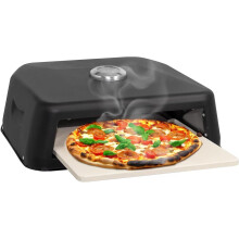 Grill Top BBQ Pizza Oven with Stone Included - Fits Electric, Charcoal & Gas Grills, 12-inch Pizza, Temperature Gauge, Carry Handles