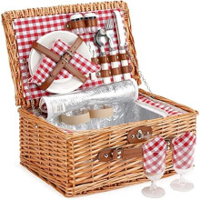 Trendi Premium Wicker Picnic Basket Set for 4 Persons