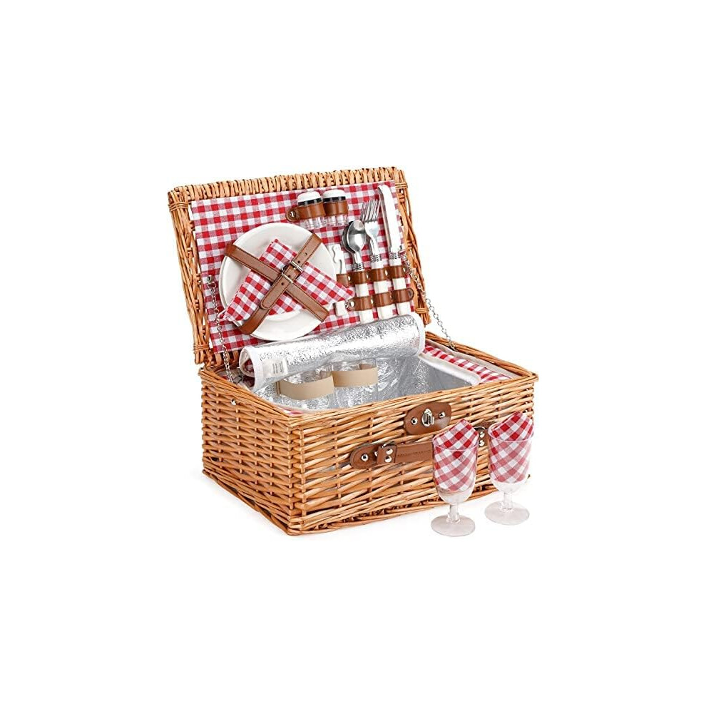 Trendi Premium Wicker Picnic Basket Set for 4 Persons