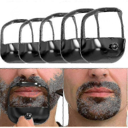 (Black) 5 Sizes Goatee Shaving Template Beard Guide Shaper Beard Shaping & Styling Template For Men lucky
