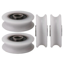 4pcs 4x20x6.5x7.4mm White Inner Dia 4MM U-Groove Nylon Pulley Wheel for Sliding Door
