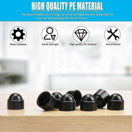 M10-17mm Plastic Dome Hex Head Protection Caps Cover Hexagon 30PCS Black 2