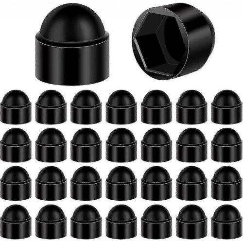 M10-17mm Plastic Dome Hex Head Protection Caps Cover Hexagon 30PCS Black