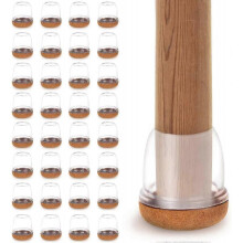 32 pieces felt chair leg protectors, transparent silicone chair leg caps, suitable for round legs with a diameter of 14-19mm