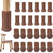 (brown) Cloth table and chair foot cover wool floor protective cover thickened wear-resistant anti-skid mute stool chair felt foot pad