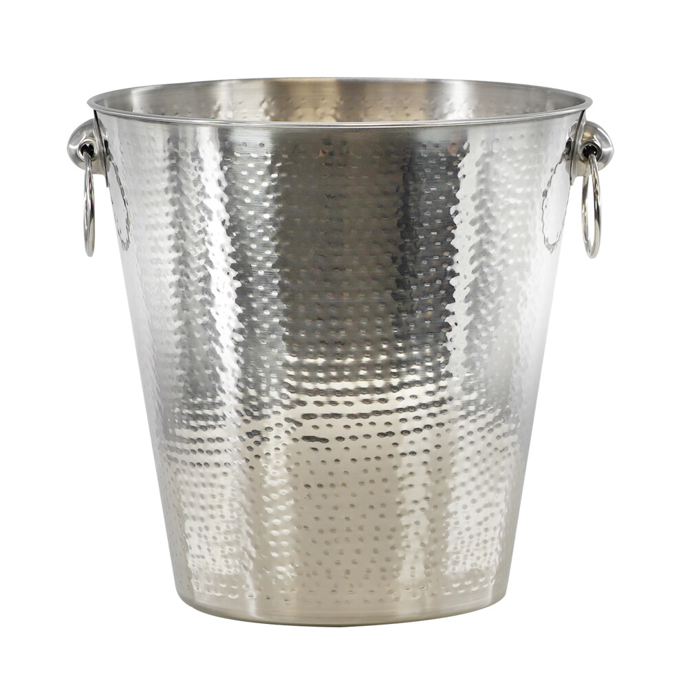 GEEZY Stainless Steel Ice Bucket Hammered Champagne Drink Wine Cooler With Handles