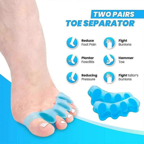 Toe Separator, Toe Spacers, Gel Toe Separators, Bunion Correctors, Toe Spacers Toe Straightener 4 Count (blue) 2