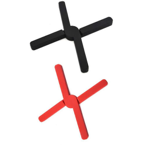 2pcs(black + Red)Foldable Silicone Trivet, Collapsable Expandable 1