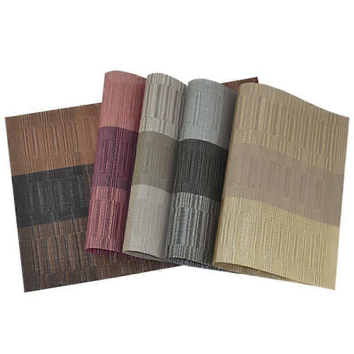 Bamboo Rectangular Table Mat PVC Western Dining Mat Teslin Placemat Woven Tableware Mat Hotel Restaurant Mat. 2