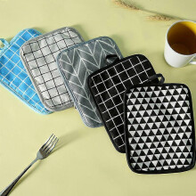 Cotton and linen thickened plain color pot dining table Bowl Cup creative heat insulation pad cotton and linen rectangular Plaid.