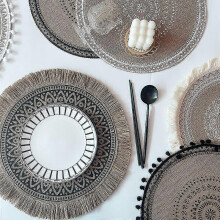 Coaster Placemat Cotton and Linen Dining Table Insulation Mat Shooting Props Round Jute Decorative Mat