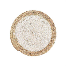 Straw Hand-woven Placemat Heat Insulation Mat Round Tassel Placemat Corn Skin Water Hyacinth Grass Bowl and Plate Mat