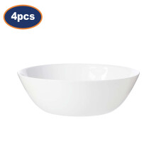 Luminarc Zelie 16cm Tempered Glass Soup & Cereal Bowls — Set of 4, White, Microwave & Dishwasher Safe