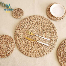 Water Hyacinth Grass Placemat Thickened Heat Insulation Mat Hand-woven Grass Placemat Round Table Mat Sand Pot Mat