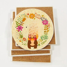 Absorbent ceramic coaster placemat heat insulation non-slip absorbent plus sublimation Cork mat for home gifts.