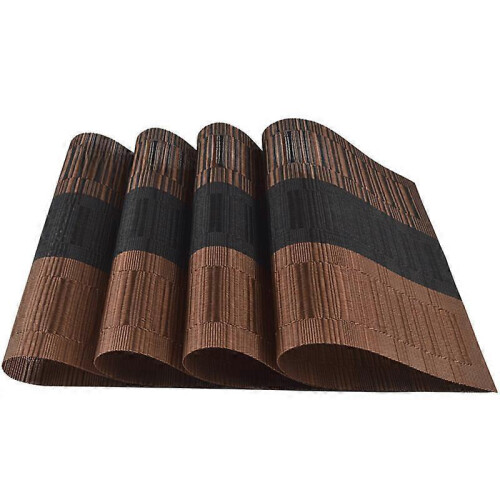 Bamboo Rectangular Table Mat PVC Western Dining Mat Teslin Placemat Woven Tableware Mat Hotel Restaurant Mat. 1