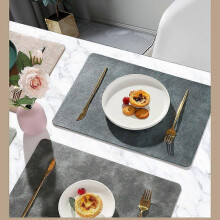 Spring PU leather cowhide patterned placemat, square anti slip insulation mat, minimalist style table mat, hotel placemat