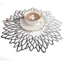 Round Pressed Vinyl Placemat Metal Placemat, Placemat Non-Slip Heat Resistant Washable Table Mat for Dining Table Kitchen Decor (6 Pieces)