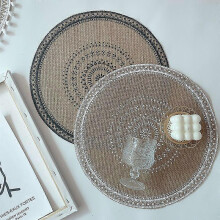 Coaster Placemat Cotton and Linen Dining Table Insulation Mat Shooting Props Round Jute Decorative Mat