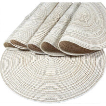 Placemat, sets of 6, round, heat-resistant, woven placemat, dining table mats (36 cm)