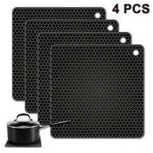 4pcs food grade silicone square placemat honeycomb mat, waterproof and heat