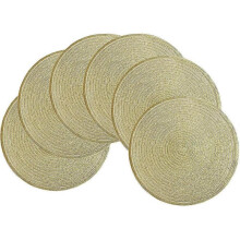 Set of 6 Placemats Round Gold Placemats Cotton Braided - 38cm