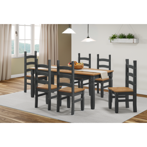 Mercers Furniture Corona Charcoal 6'0" Dining Table & 6 Chairs